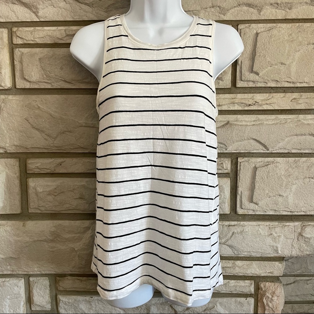 Banana Republic Black & White Stripe Cotton/Modal Sleeveless Tunic Top Size S